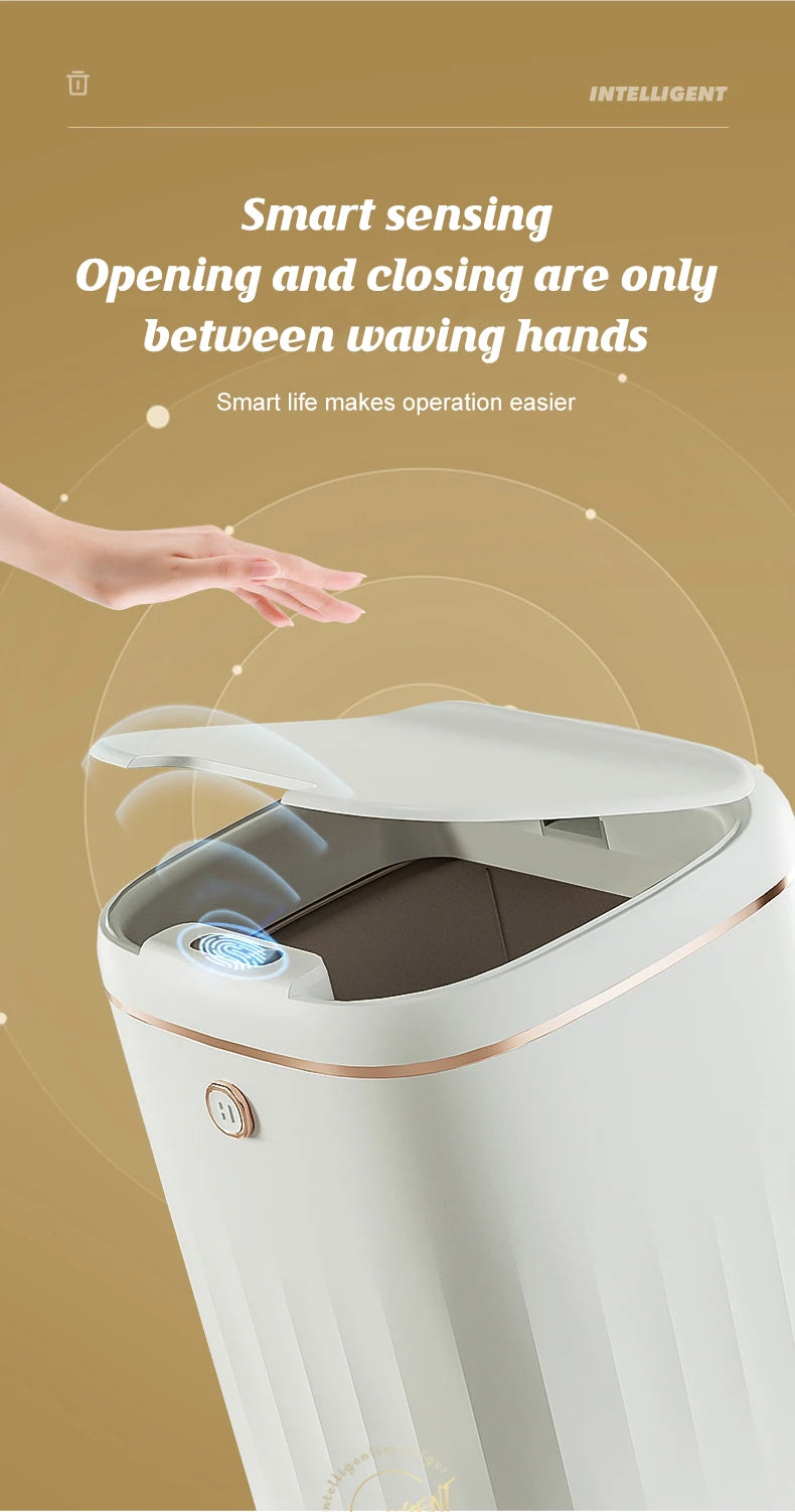 Smart Automatic Sensor Trash Can - 20L UV Induction Bathroom Wastebasket