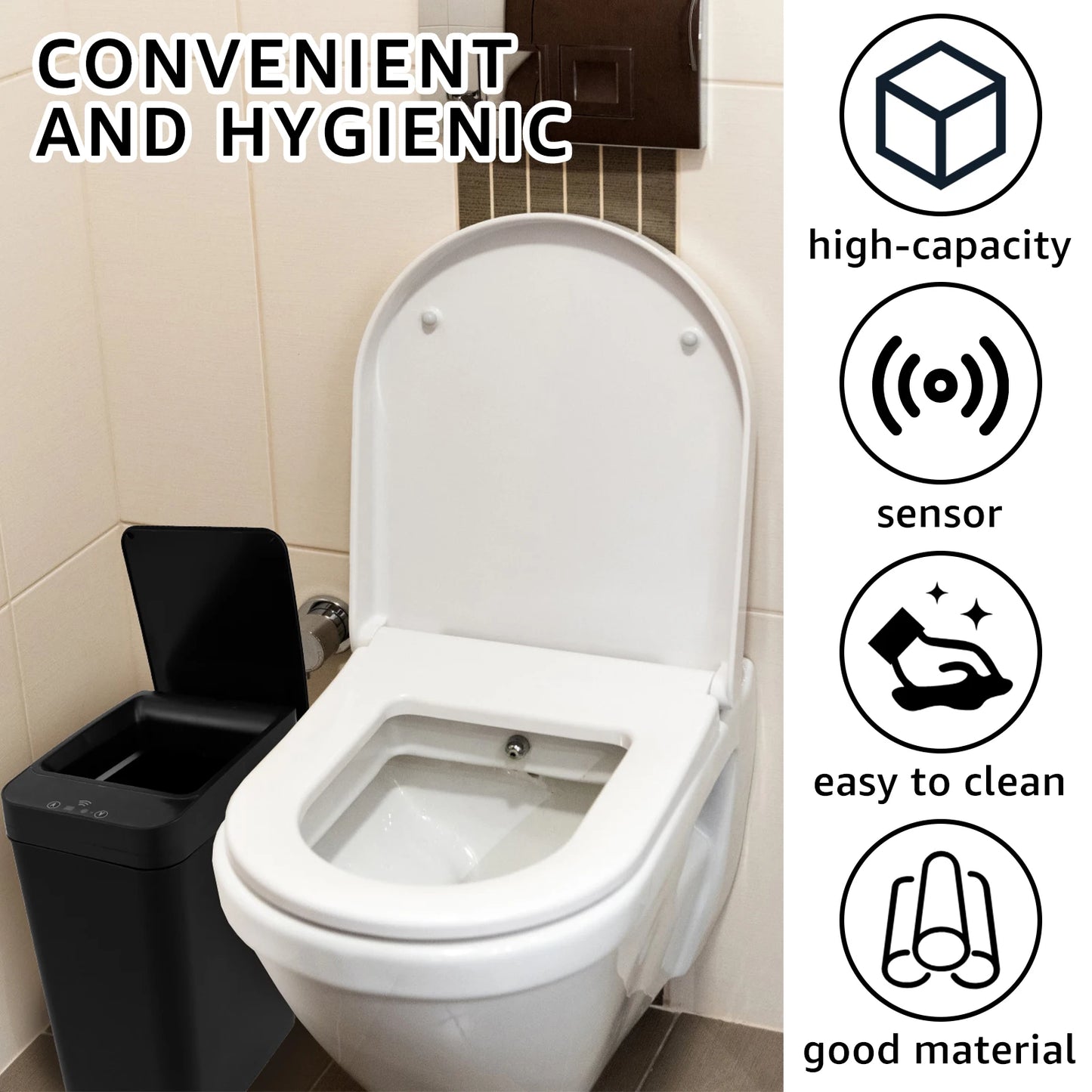 Touchless Infrared Trash Can - 12L Smart Sensor Wastebasket for Kitchen  Bathroom