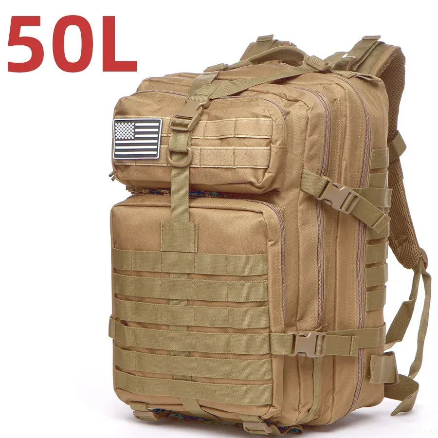 Tactical Waterproof Backpack - 25L50L Nylon Rucksack for Trekking Fishing Hunting Camping Hiking