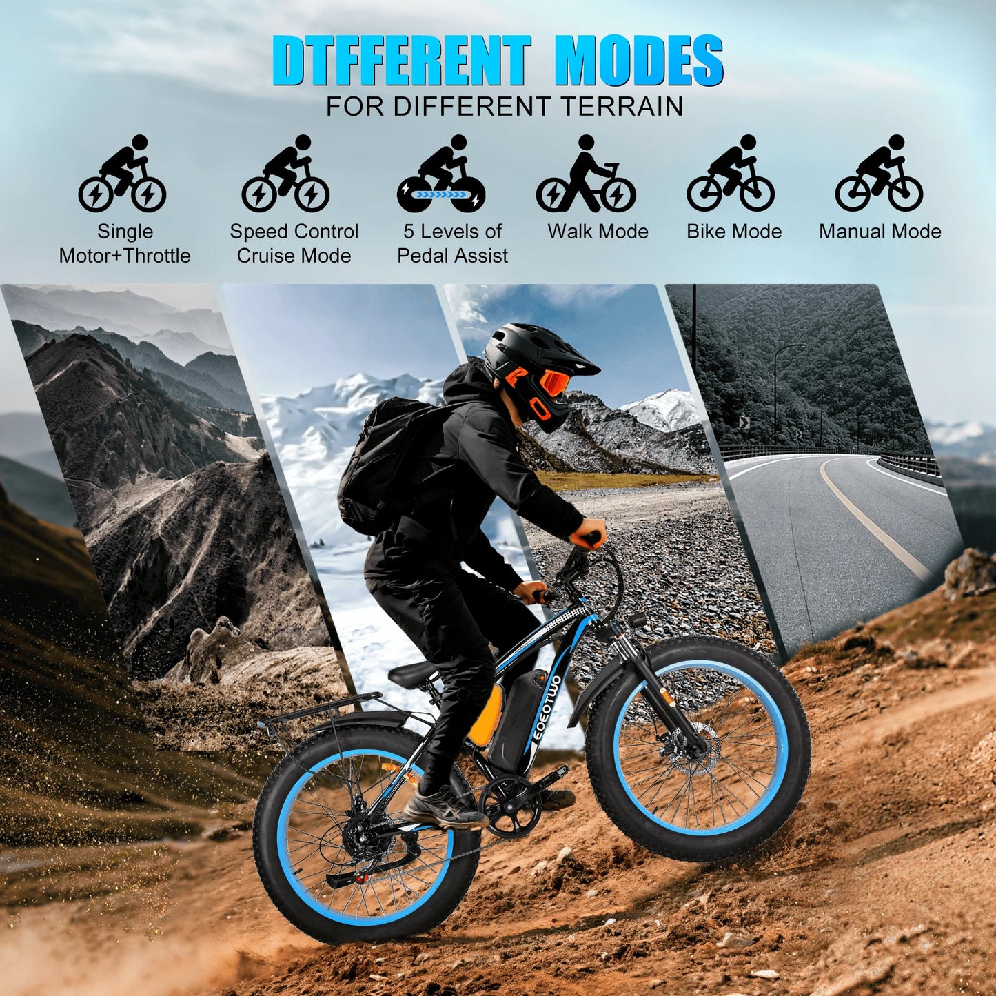 EOEOTWO Electric Bike,1500W Peak Ebikes for Adults, 26'' Fat Tire Best Ebike for Men, 70 Miles with 960Wh Battery, 25-30MPH Max Speed Bicycles, 330LB Capacity