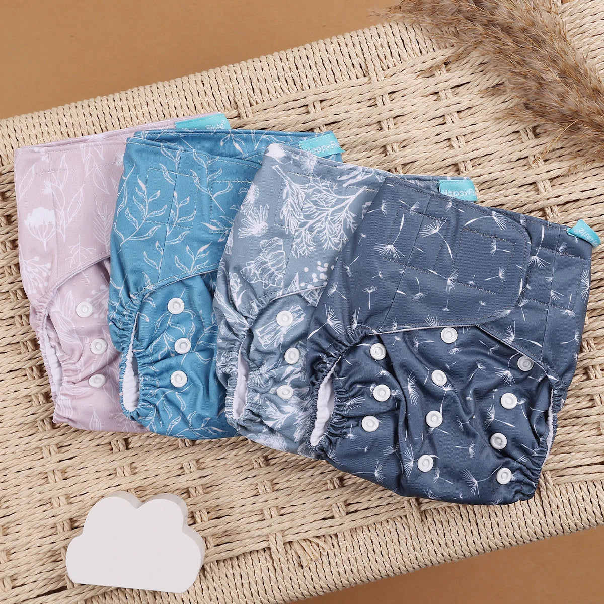 Eco Friendly Cloth Diaper - HappyFlute 4Pcs Reusable Baby Diaper Set Waterproof Pocket Design