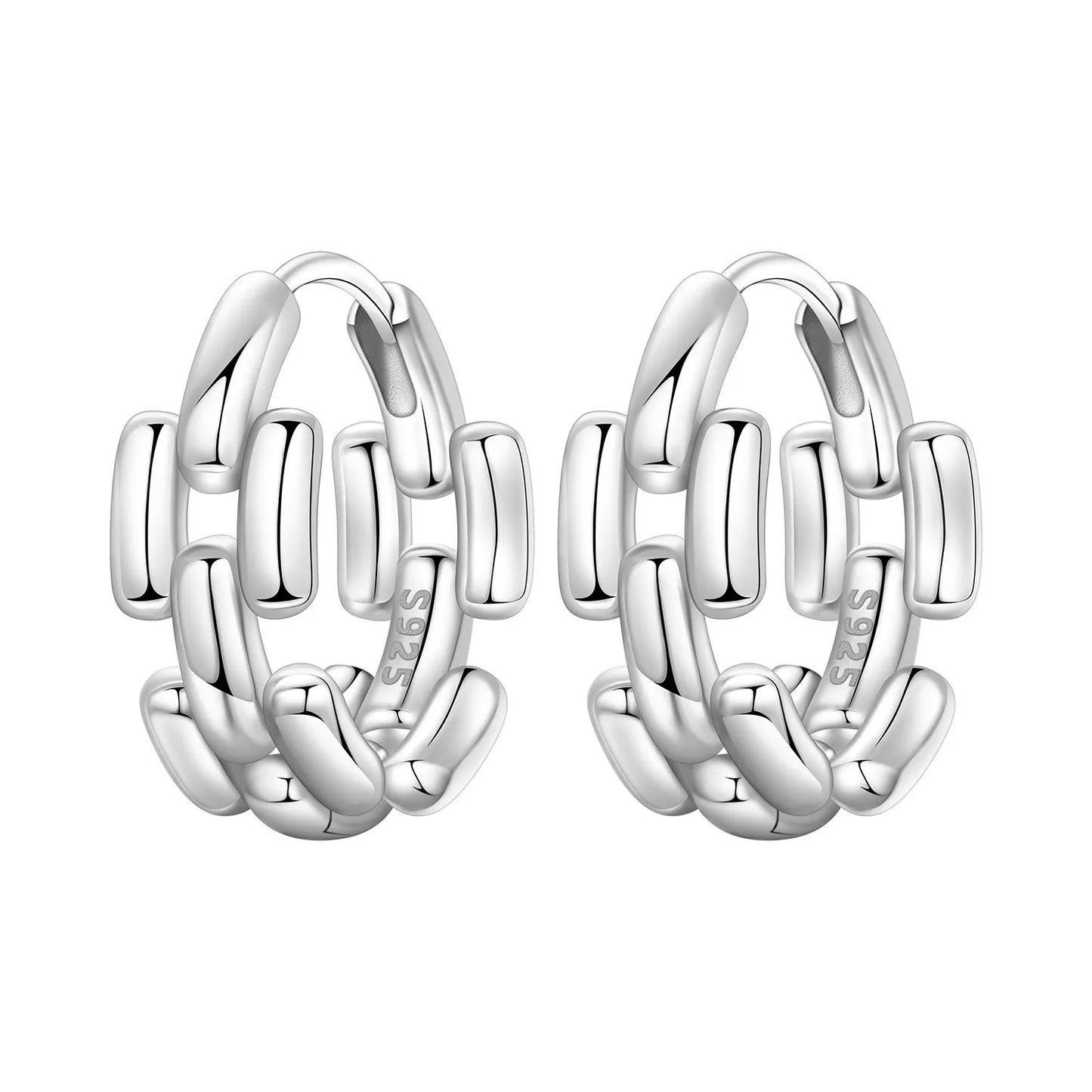 Orstarry S925 Sterling Silver Square Chain With Stone Inlaid Earrings Hoop Earrings For Women Jewelry Original Party Trendy Gift