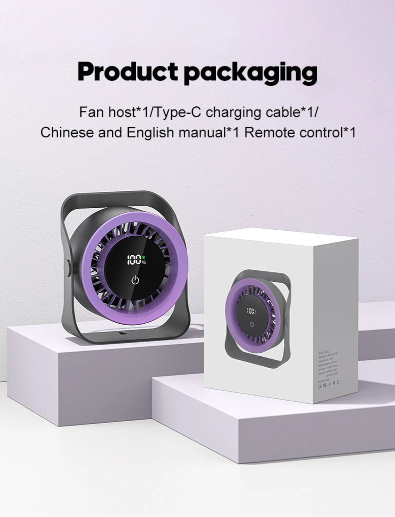 Kinscoter 4000mAh Rechargeable Wall Fan 100 Speed Adjustable Portable Desk Fan Air Cooling Fan with Remote Control for Outdoor