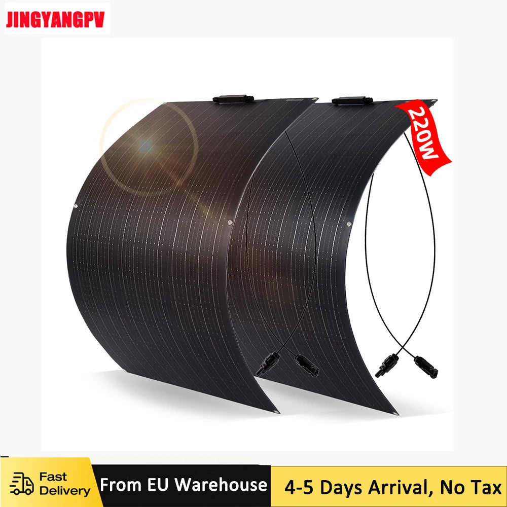 Solar Panel 220W 200W 110W 100W18V With By-Pass Diode ETFE Flexible Foldable Solar Cell 12v Battery Charger Camping RV Boat