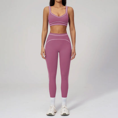 Fitness Suit 2PCS Yoga Set Women's Tracksuit Sports Outfits Gym Running Push Up Sportswear Legging Athletic Wear Workout Clothes