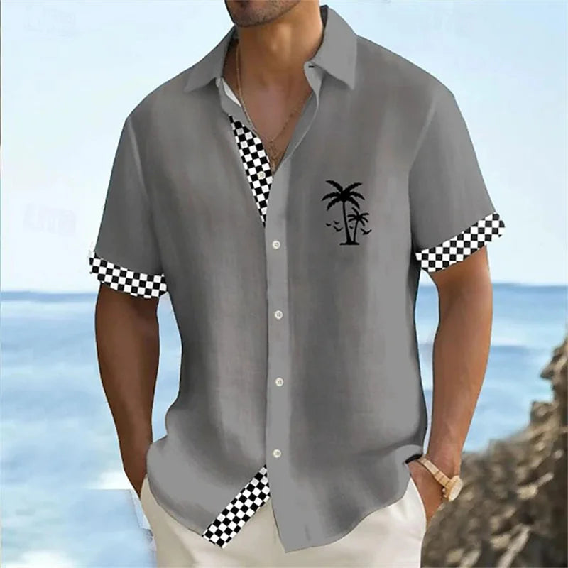 2024 Men's Gradient Striped Shirt Slim Breathable Fashion Short-sleeved High-quality Design Casual Button-down Shirts Male