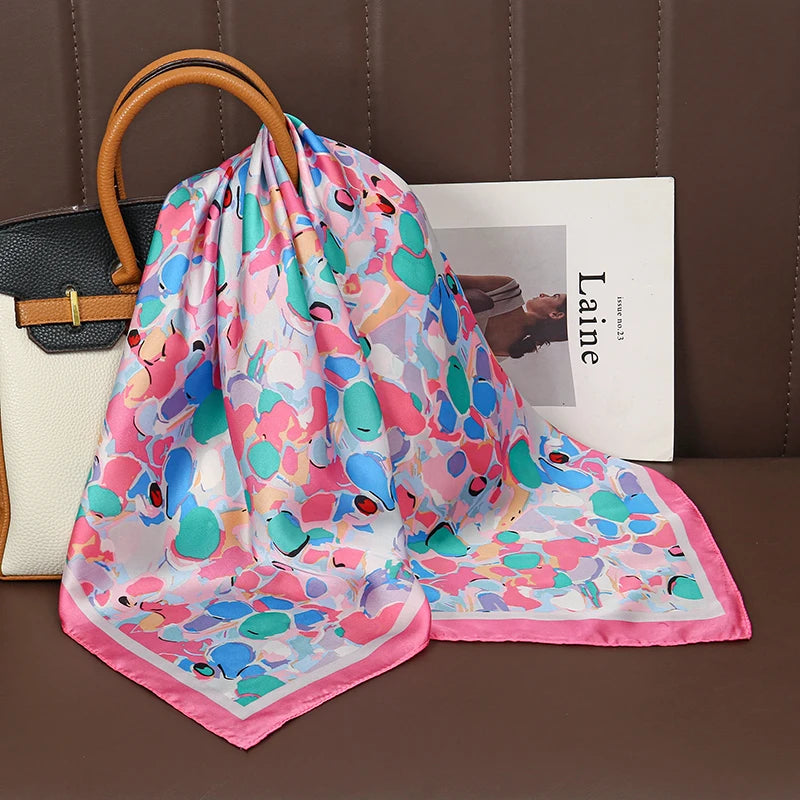 Luxury Satin Silk Scarf - Womens Fashion Shawl Hijab Neckerchief Bandana 2023