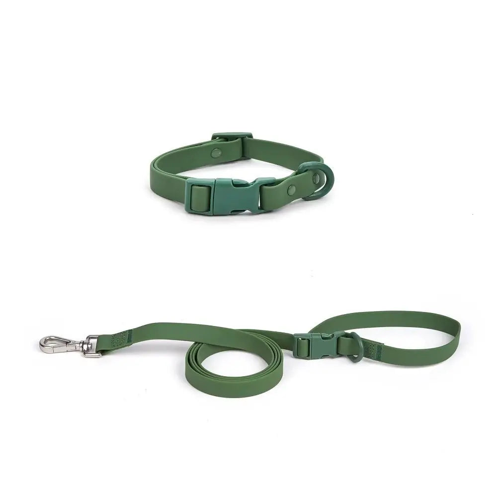 Adjustable Dog Collar Leash Set Waterproof Washable PVC Pet Collars Combo Dirt Resistant Quick Release Buckle Soft Dog Leashes