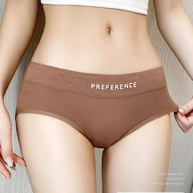4Pcs/Set Cotton Panties Women Mid Waist Briefs Breathable Intimates Breathable Comfort Underwear M-2XL Soft Panties