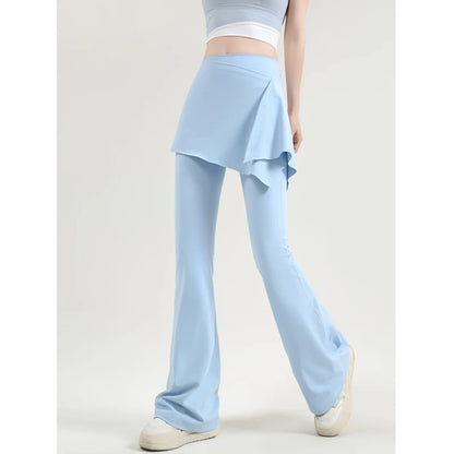 High Waist Flared Yoga Pants Women's Butt Lifting Fake Two Piece Leggings Workout Skirt Pilates Fitness Running Workout Pants
