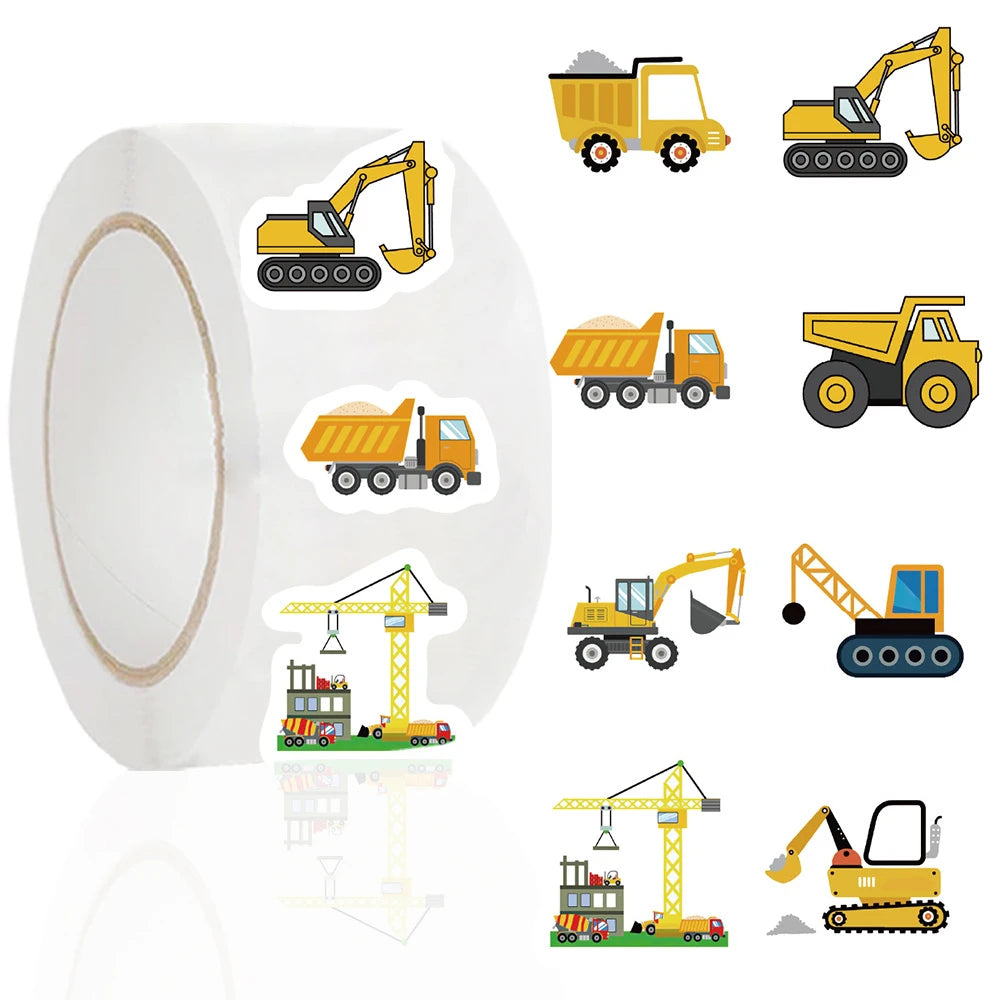500Pcs Construction Vehicle Sticker Roll For Kids Reward Encourage Sticker For Labels Thank You Sticker Kids Toys