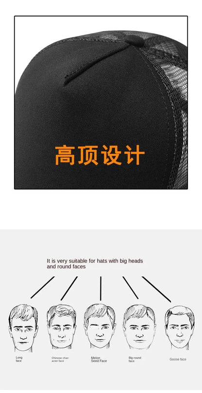 Big Head Man Large Size Mesh Baseball Hats Outdoors Plus Size Sport Caps Dad Oversize Trucker Cap 56-61cm 62-66cm