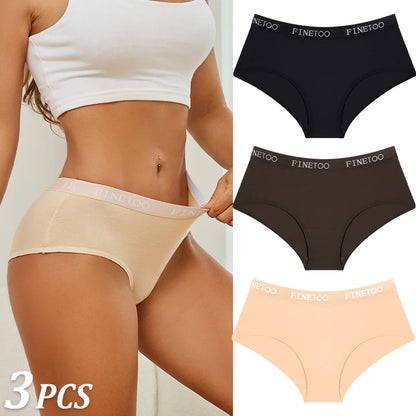Women Cotton Briefs - Soft Breathable Low-Rise Panties 3Pcs Cotton Underwear Set