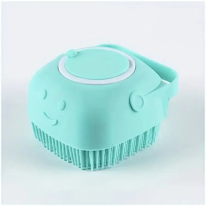 Soft Dog Bath Brush with Shampoo Dispenser - Gentle Cat Grooming Tool
