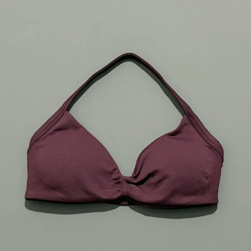 Impact Sports Bra - High Support Strappy Halter Bra With Removable Pads