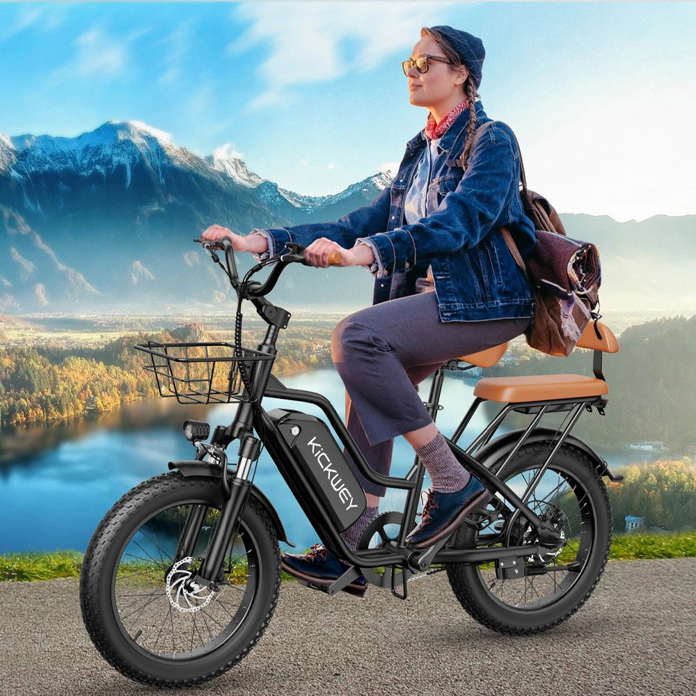 Electric Bike for Adults 20'' 1500W Peak Ebike Up to 50 Miles 32MPH Electric Mountain Bike 48V 20AH Removable Battery UL2849