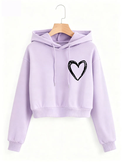 Fashion Love Heart Letter Print Autumn Winter Cropped Sweatshirt Crop Top Hoodie Y2k Sweatshirts Gothic Casual Style Clothes