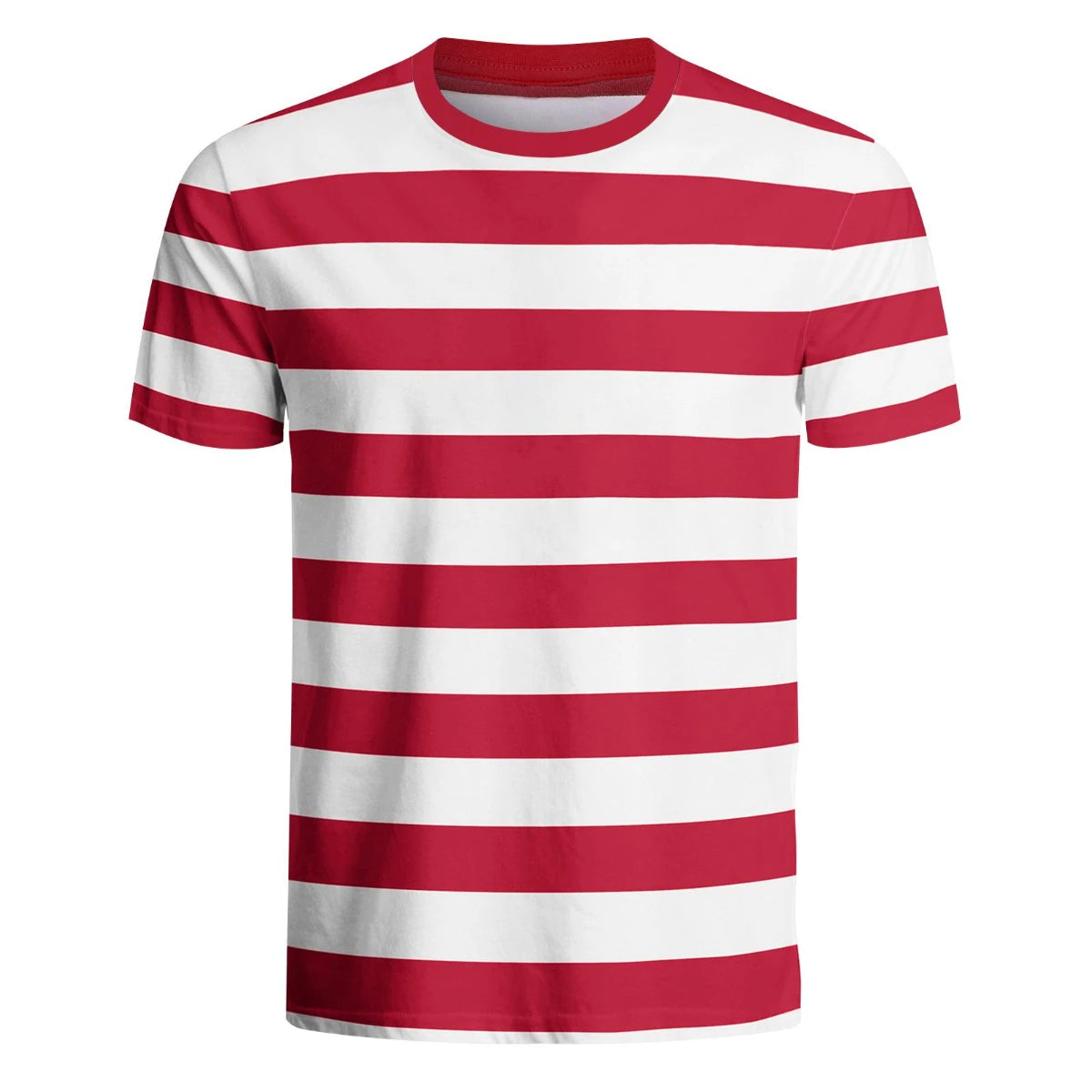 Red and White Striped Shirt Mens Halloween Chritmas Read Across America Day Top Adult Summer Casual Daily Novelty Fashion Tee