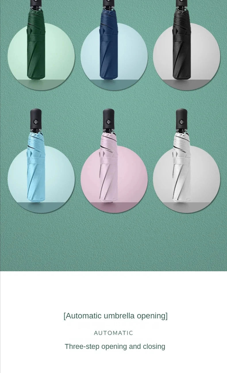 1pc Mini Folding Automatic Umbrella Portable Windproof Light Children Parasol Umbrella Anti UV Rain Sun Umbrella