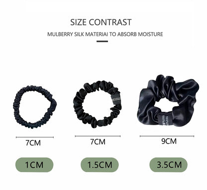 100% Pure Mulberry Silk Scrunchies Hair Bands Ties Gum Elastics Ponytail Holders for Women Girls Hair Accessories 19 Momme 1.5CM