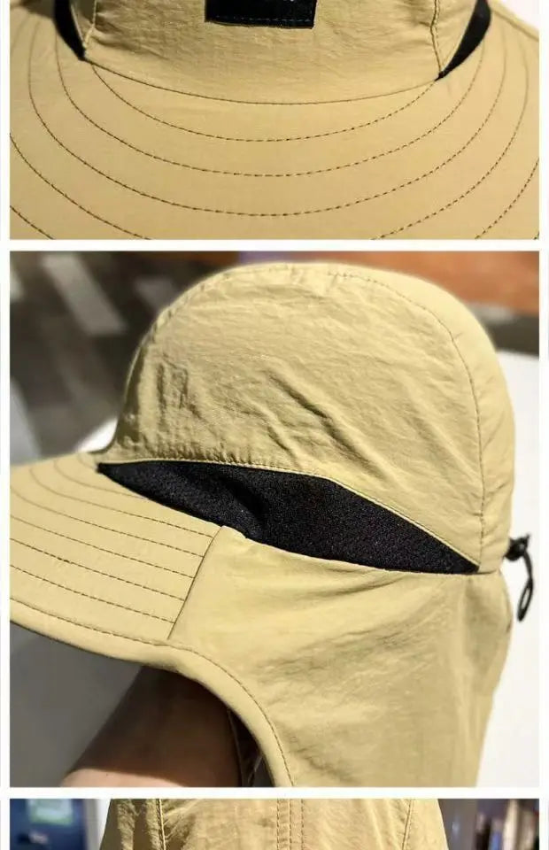Unisex Windproof Quick-Dry Fisherman Hat Mesh Breathable Fishing Cap with Neck Flap & UV Protection for Outdoor Fishing Hikin