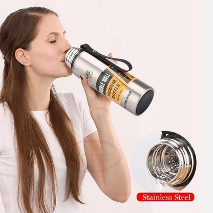 Portable Stainless Steel Thermos Large Capacity Vacuum Flask Insulated Tumbler with Rope Thermo Bottle 500/700/1000/1500ml
