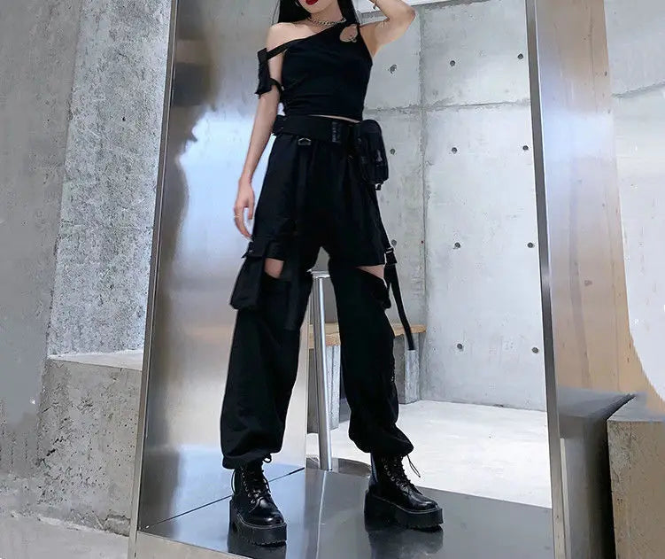 Women Y2K Streetwear Cargo Pants Vintage Fashion High Waist Baggy Trousers Female Loose Sweatpants Wide Leg Joggers Trousers