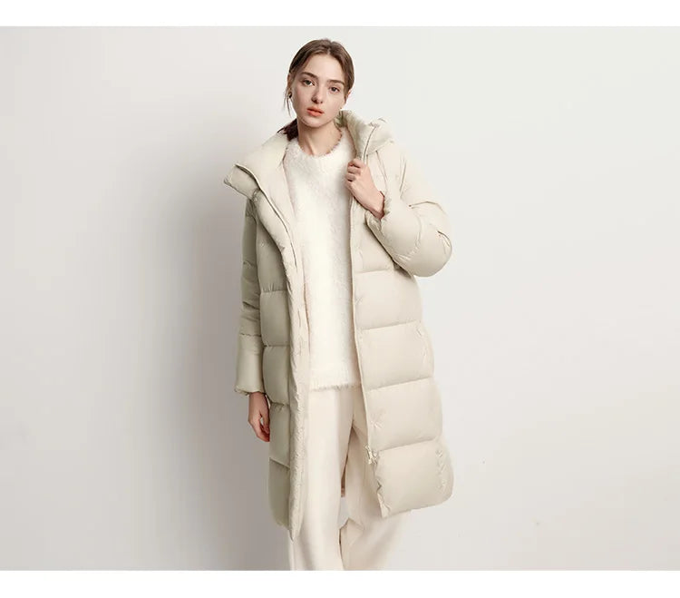 Women Down Jacket - Lightweight Waterproof Winter Coat With Self Heating Lining & Hood