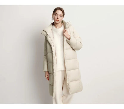 Women Down Jacket - Lightweight Waterproof Winter Coat With Self Heating Lining & Hood