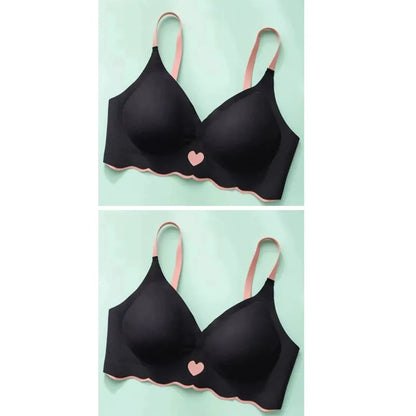 2pcs Womens Seamless Sweet Anti Sagging Bra Girl Thin Brassier Lady Comfort Soft Breathable Bra Student Simple Fashion Underwear