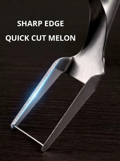 2-in-1 Watermelon Slicer & Fork – Stainless Steel Fruit Cutter