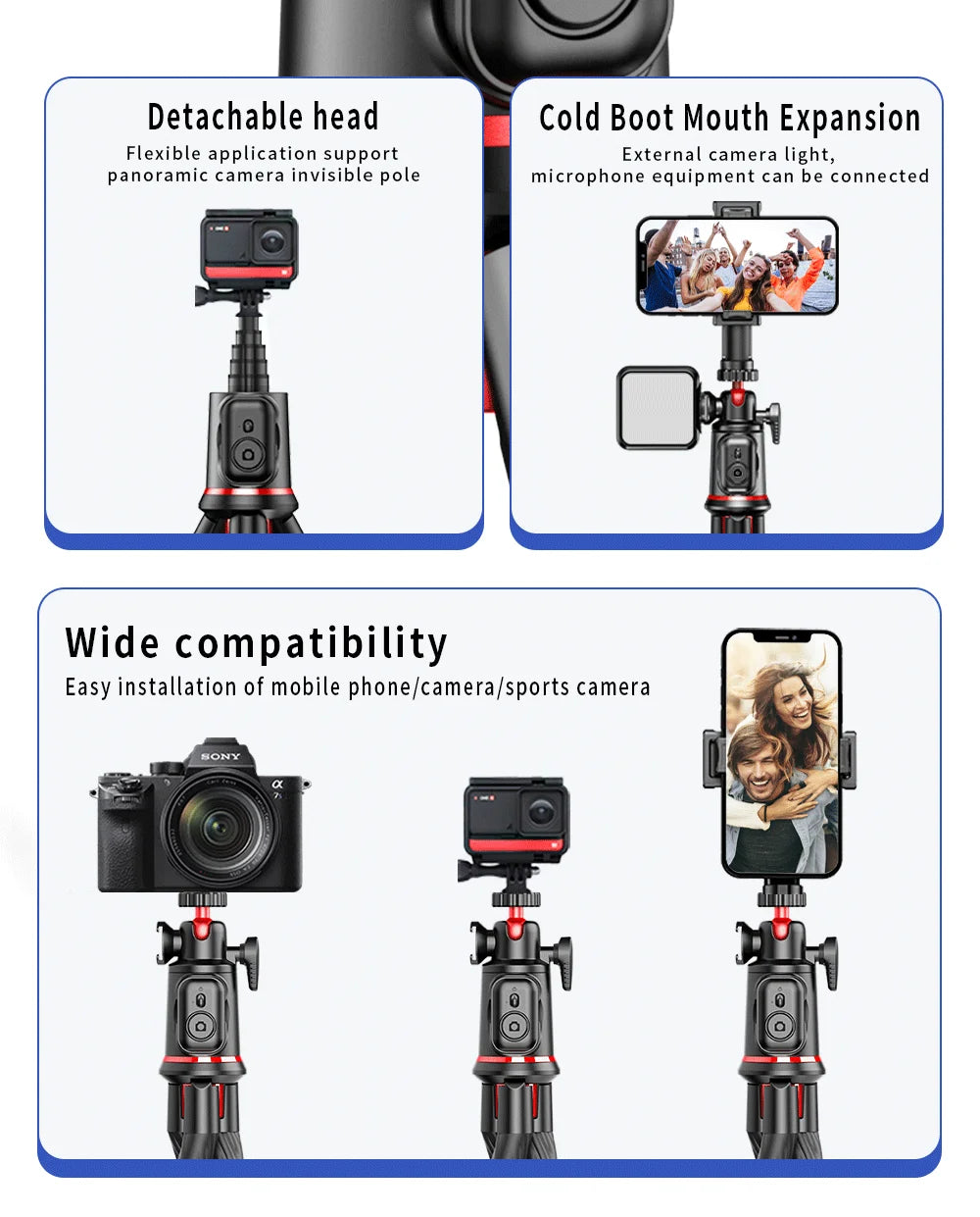 Wireless Bluetooth Selfie Stick for Smartphone Gopro Tripod for DSLR Camera with Octopus Legs for Xiaomi iPhone Huawei Samsung