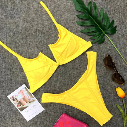 V Shaped Thong Bikini - Denim Two Piece Bikini Set With Push Up Bathing Suit