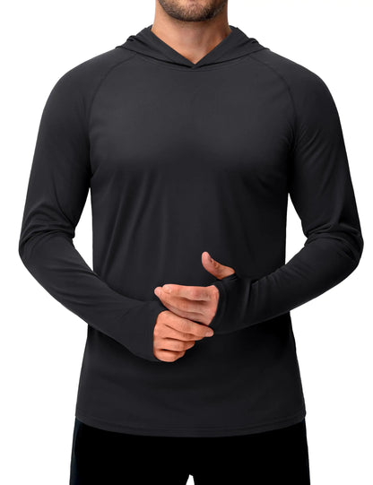 TACVASEN Sun Protection T-Shirts Mens Long Sleeve Hoodie Casual UV-Proof T-Shirts Breathable Lightweight Quick Dry T-Shirts Male