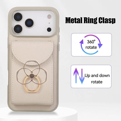 Wallet Case for iPhone 17 Pro Max 17 Pro Air,Card Holder Cover with 360° Ring Kickstand and Durable Shockproof Protective Bumper