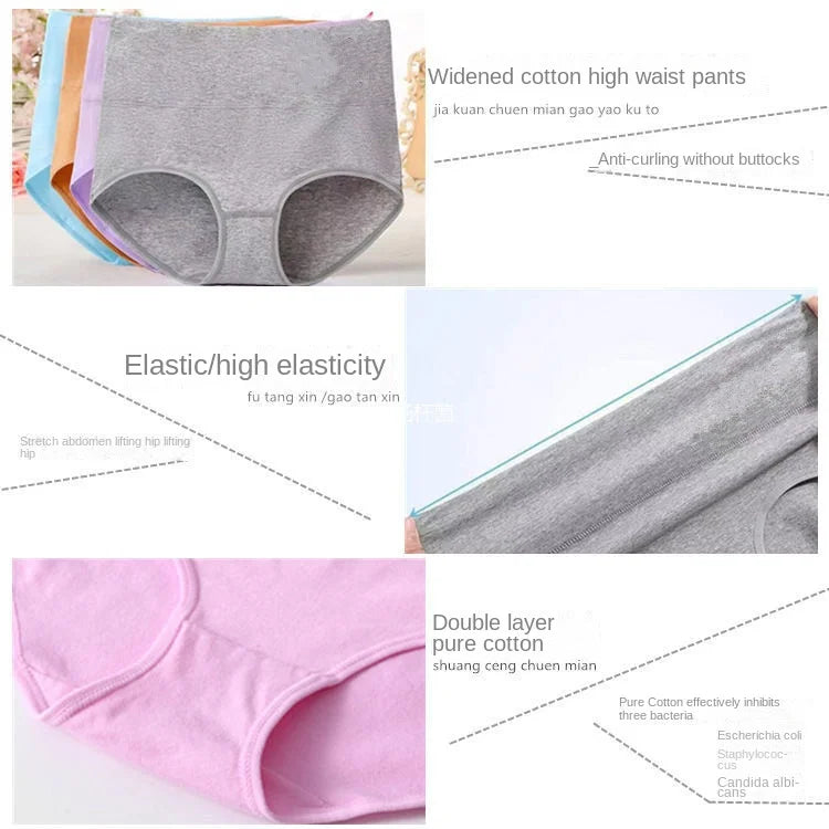 5PCS High Waist Cotton Panties Women Body Shaper Underwear Plus Size XL-4XL Fashion Girls Briefs Seamless Sexy Female Lingerie