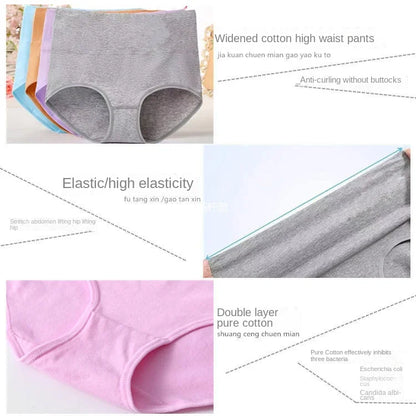 5PCS High Waist Cotton Panties Women Body Shaper Underwear Plus Size XL-4XL Fashion Girls Briefs Seamless Sexy Female Lingerie
