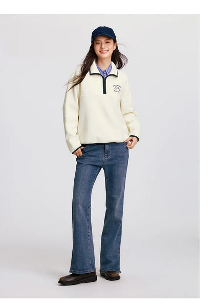 Semir Tops for Woman Fleece Warm Embroidered 2025 Winter Fall Clothes Sweatshirt Soft Fleece Warm Loose Fit Daily Wear 2025 New