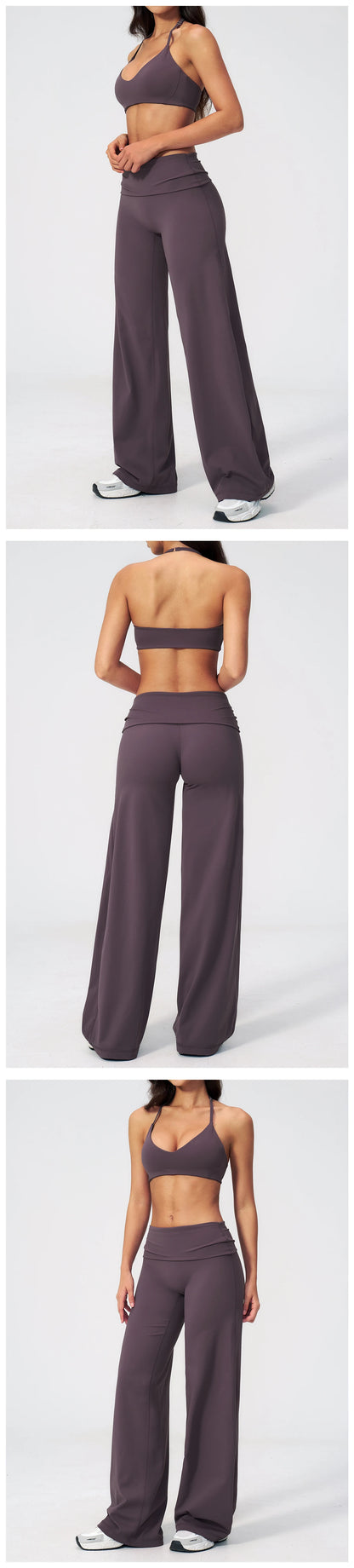 Women's Fitness Set Gym Tracksuit Breathable Sports Bra Flared Trousers Suit Workout Clothing Sportswear Female Athletic Wear