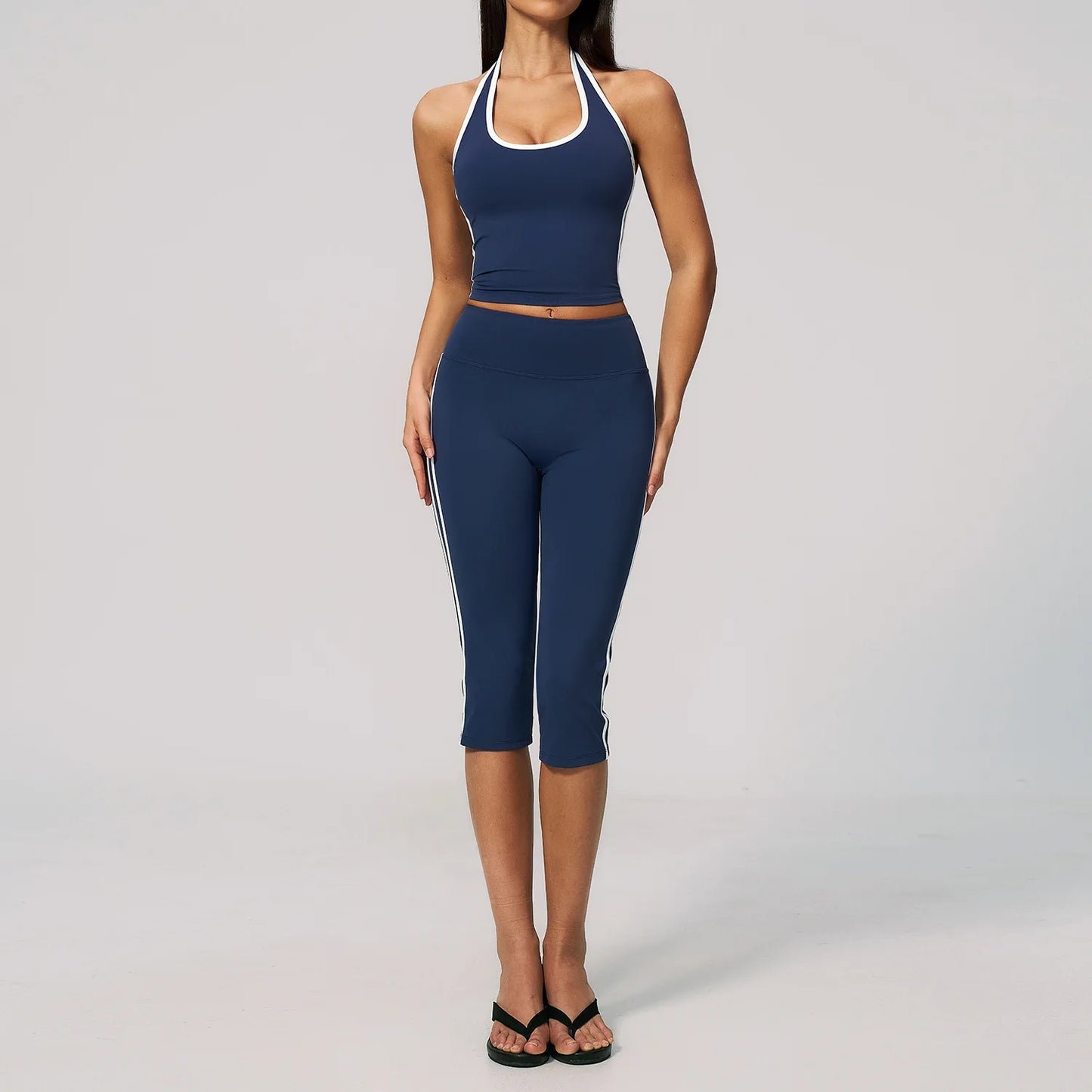 2 Pieces Workout Suit Women Yoga Outfits Athletic Wear Shockproof Halter Sports Bra High Waist Butt Lift Yoga Pants Fitness Suit