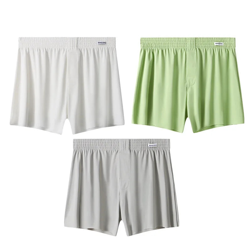 Mens Boxer Shorts Large Size - Ice Silk Breathable Sleepwear Pants | Loose Fit Boxers