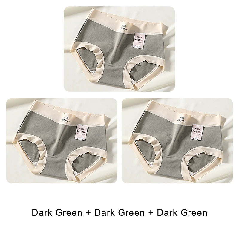 Cotton Mid-Rise Panties - Women's Antibacterial Breathable Cotton Briefs Set