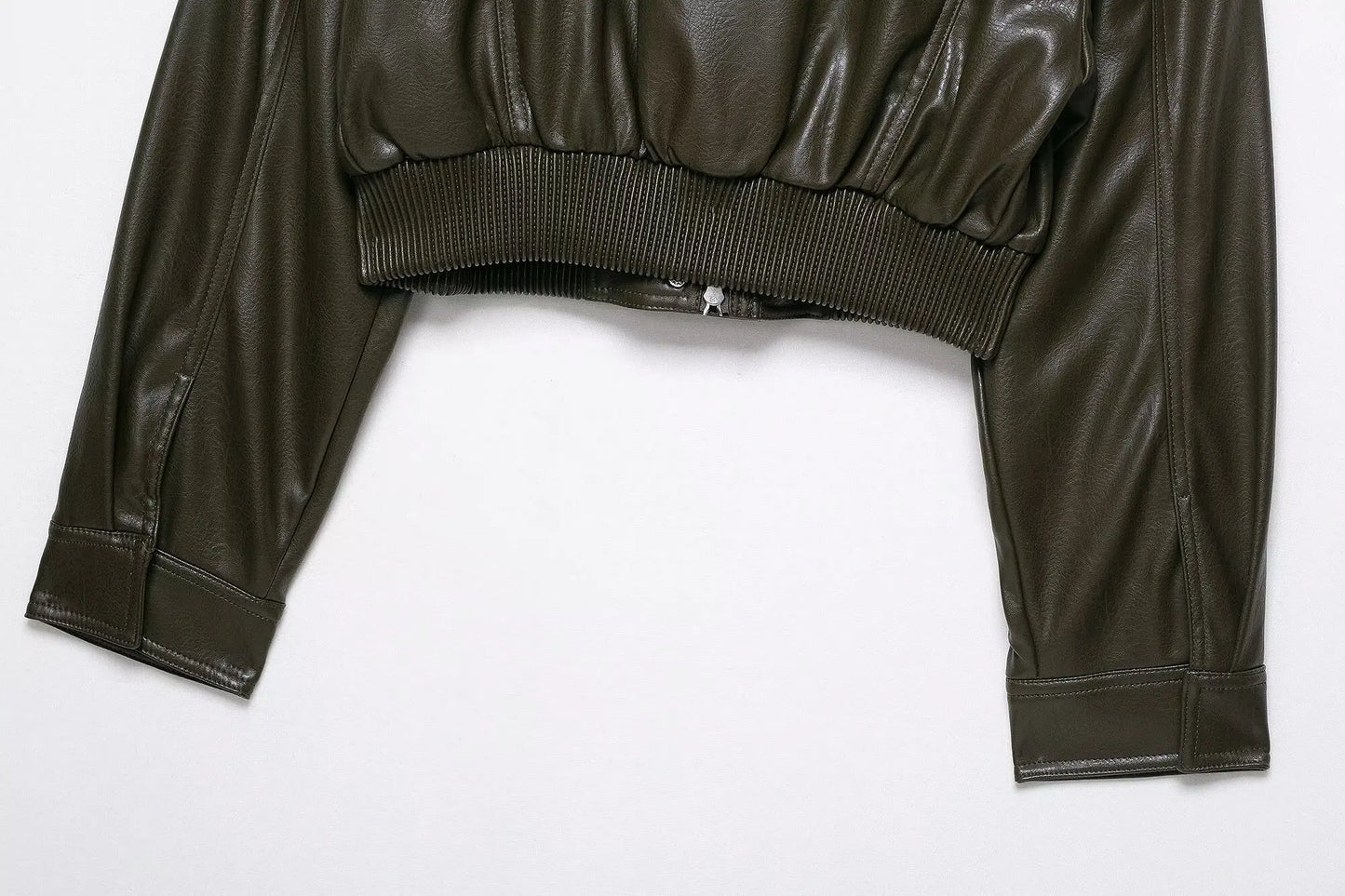 Faux Leather Jackets - Women's Casual Zipper Outerwear Coats With Turtleneck Collar