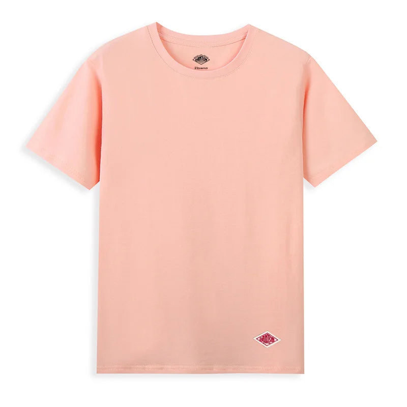 2025 Exported To Japan Orders Classic Embroidery Fashion Solid Simple Loose Short Sleeve Cotton Couple T-shirt Men/Women Top