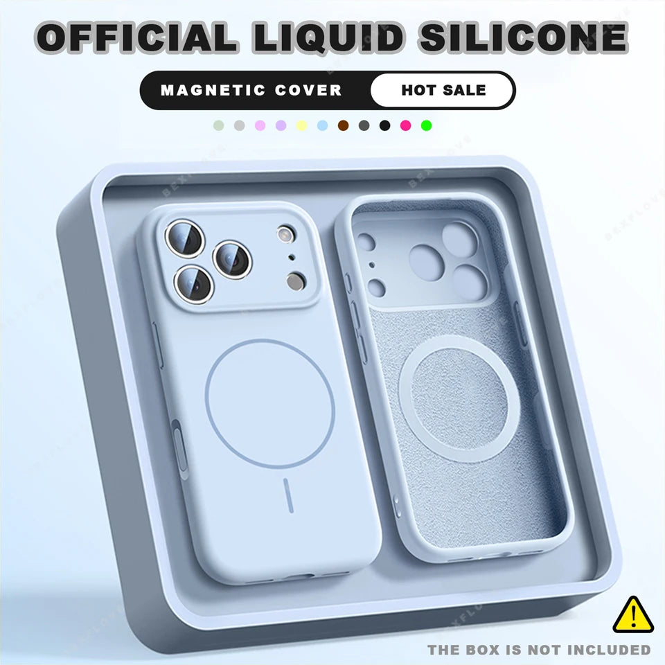 Liquid Silicone Magnetic Phone Case - iPhone 16E1112131617 Pro Max  Air 151416 Plus MagSafe Cover - ZOOMNSTORE