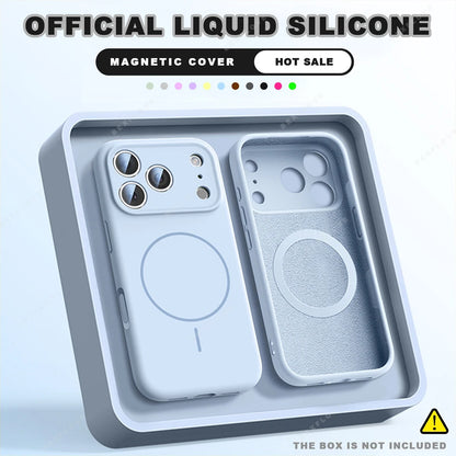 Liquid Silicone Magnetic Phone Case - iPhone 16E1112131617 Pro Max  Air 151416 Plus MagSafe Cover - ZOOMNSTORE