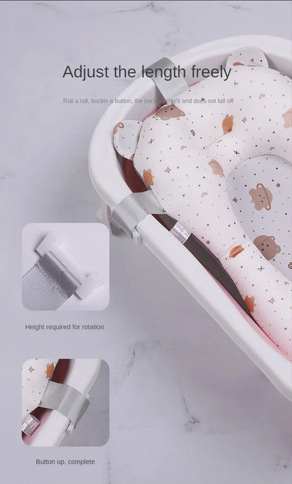 Baby Shower Bath Tub Pad Non-Slip Newborn Bathtub Mat Safety Nursing Foldable Support Comfort Body Cushion Mat Pillow Cartoon