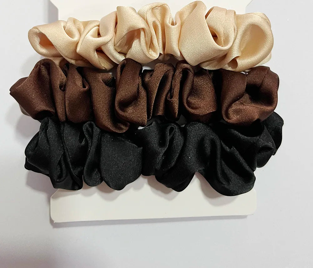 4PCS/Set Satin Silk Scrunchies Elastic Hair Bands Women Small Solid Ponytail Holder Hair Tie Rubber Bands Girls Hair Accessories