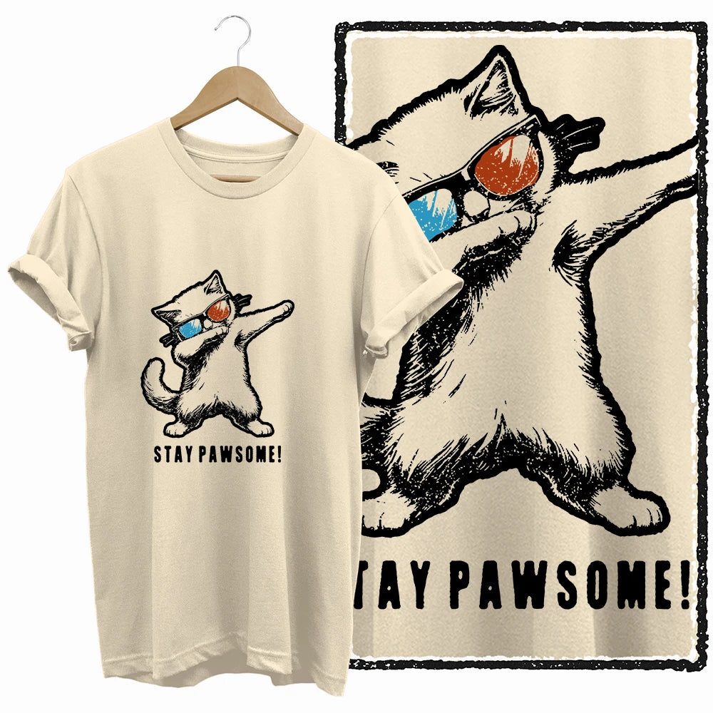 COOLMIND BEIGE cat print exclusive graphic 100% cotton women T shirt big size loose cotton cat lover women tshirt LOVELY cat tee