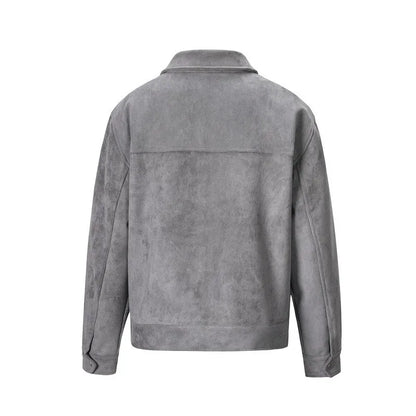 Autumn Jackets Oversize Casual Clothes High Street Pockets Laper Zipper Suede Thick Coat Mens Windbreaker Loose